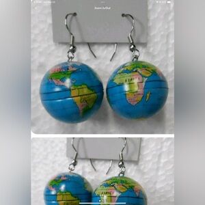 Globe Earrings Blue&Green vintage 2002 collection WORLD GLOBE MAP EARRINGS NEW